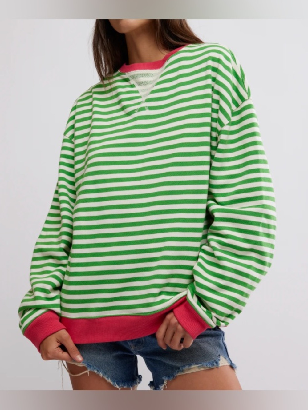 Free People We The Free Classic Striped Oversized Crewneck